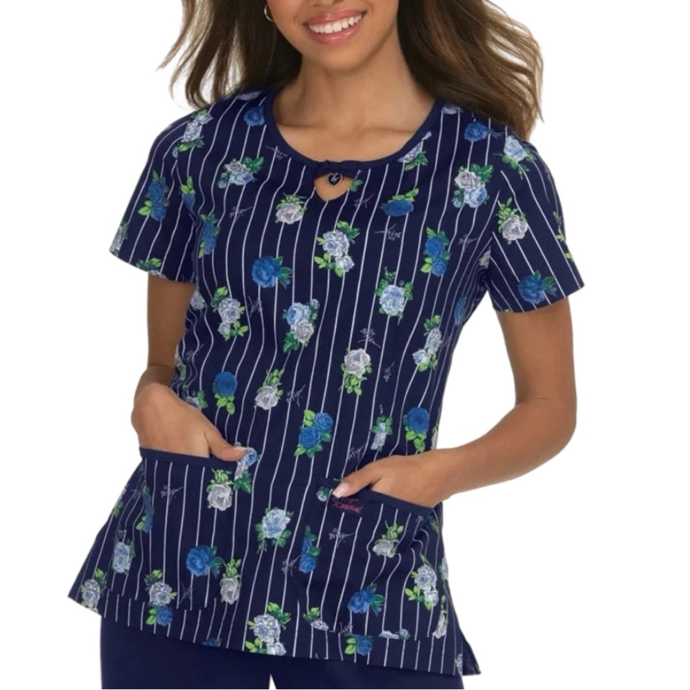 Betsey Johnson by Koi Rose Scrub Top